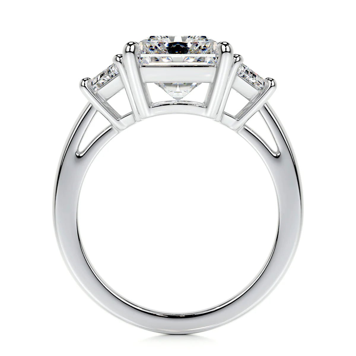 Three Stone Radiant Cut Diamond Engagement Ring - Raphana Jewellery