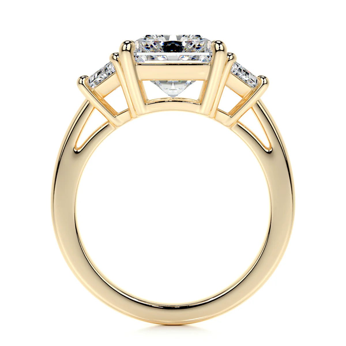 Three Stone Radiant Cut Diamond Engagement Ring - Raphana Jewellery
