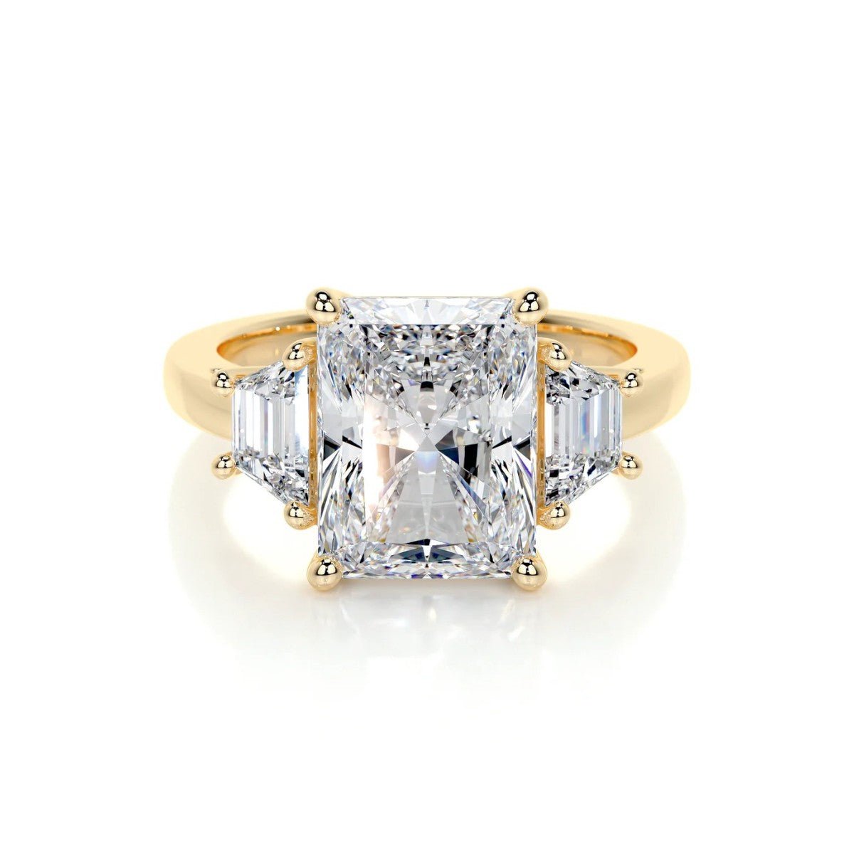 Three Stone Radiant Cut Diamond Engagement Ring - Raphana Jewellery