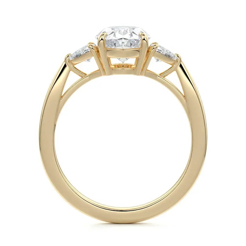 Trilogy Oval Engagement Ring with Trillion Side Stones - Raphana Jewellery