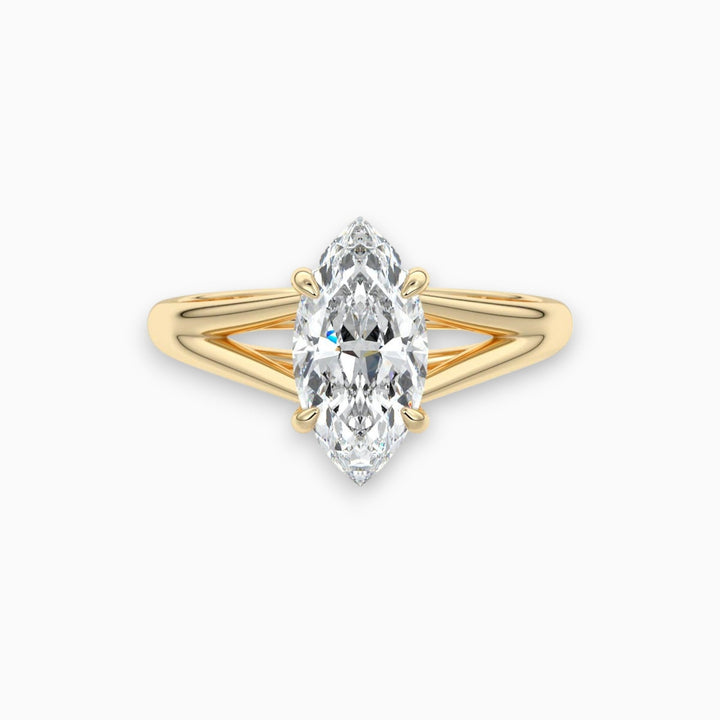 unique marquise cut diamond engagement ring in yellow gold, Raphana Jewellery New Zealand