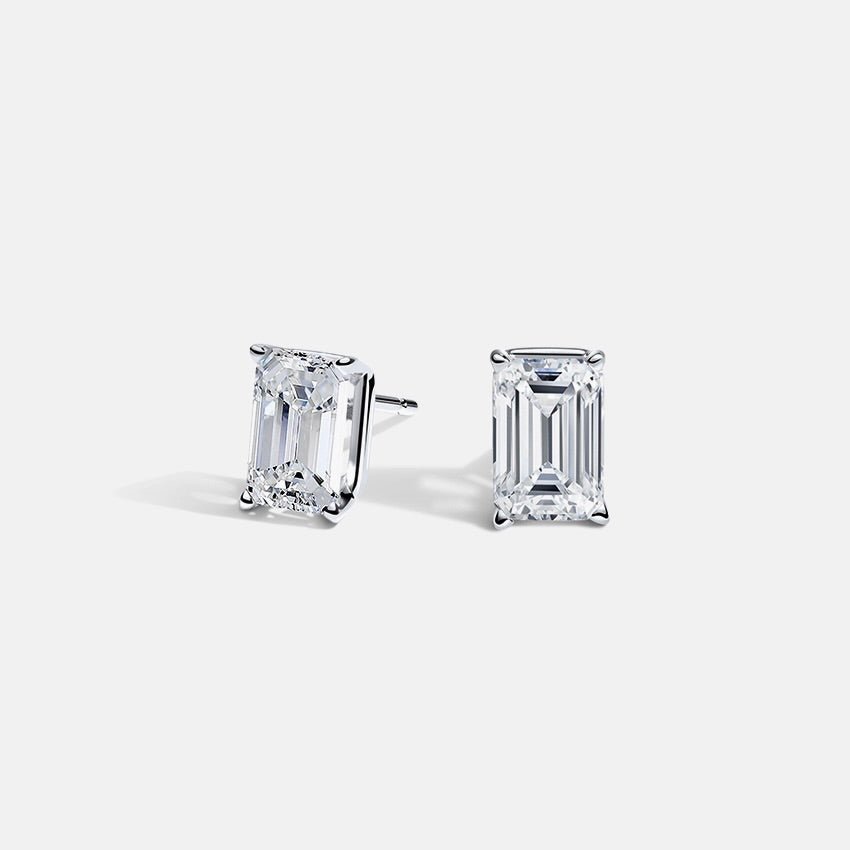 emerald cut diamond stud earrings natural Raphana Auckland