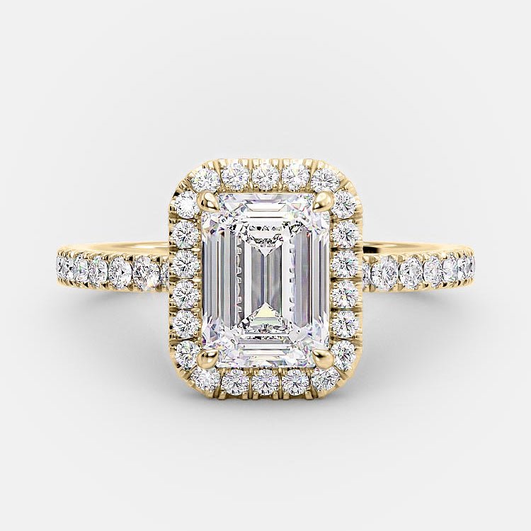 Anah Blossom Emerald Halo 2 Carat Diamond Ring - Raphana Jewellery