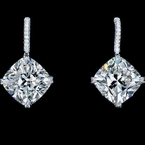 Cushion 6 Carat Lab Grown Diamond Earrings - Raphana Jewellery