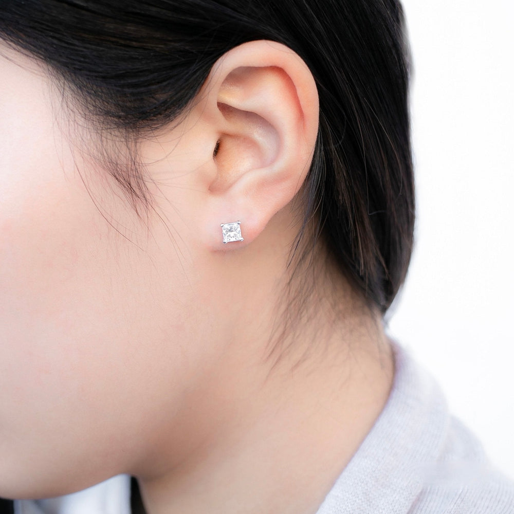 Diana 1CT Princess Cut Diamond Stud Earrings - Raphana Jewellery