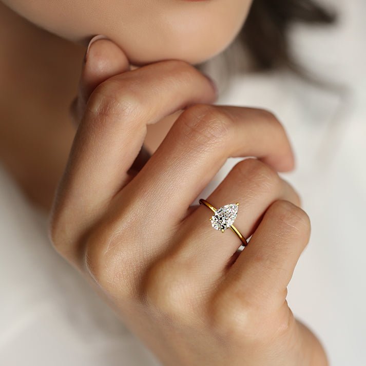 Elsa Pear Lab Grown Solitaire Engagement Ring - Raphana Jewellery