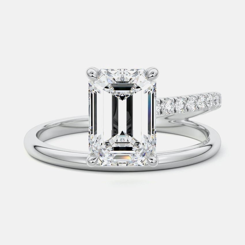 Katy Emerald Solitaire Moissanite Engagement Ring - Raphana Jewellery