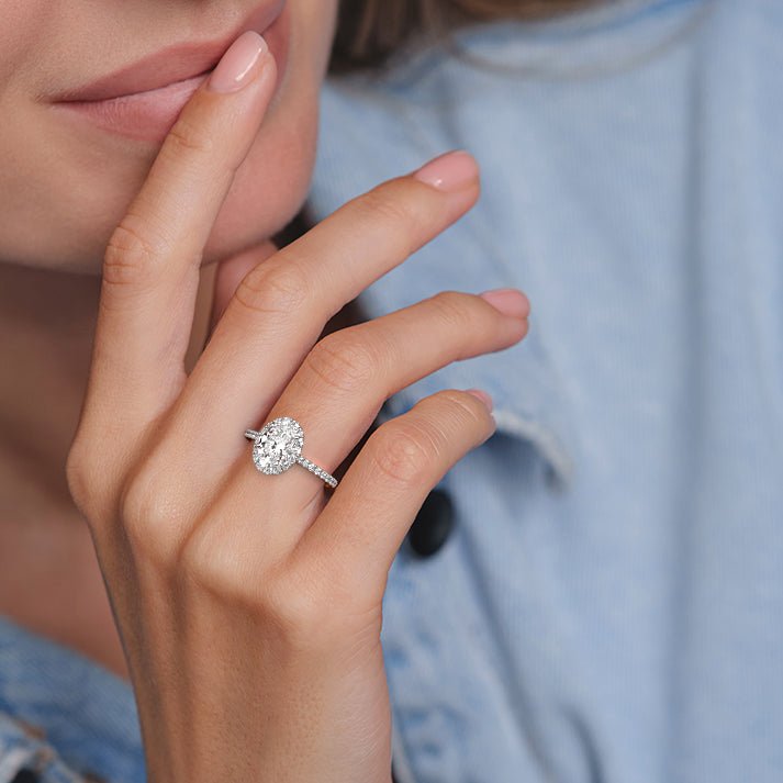 Penelope Oval Lab-Grown Halo Engagement Ring - Raphana Jewellery