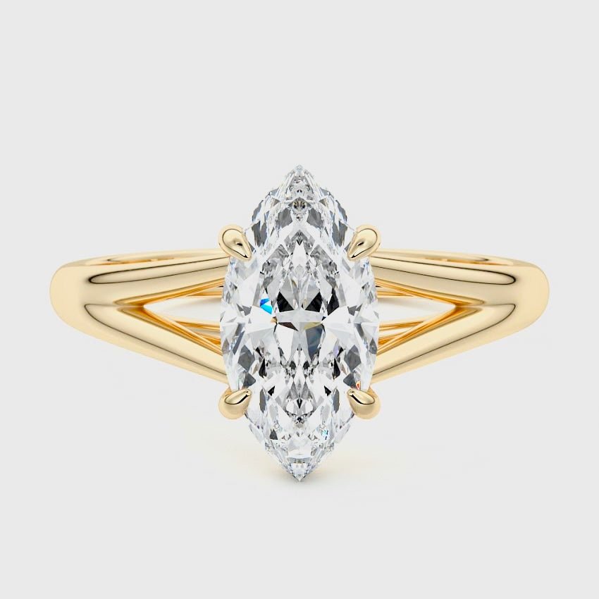 Sia Solitaire Split Band Marquise Engagement Ring - Raphana Jewellery